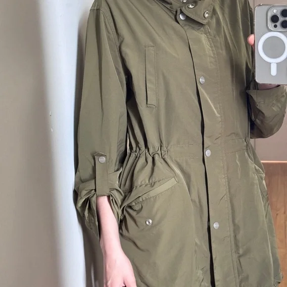 SANCTUARY ARMY GREEN RAIN COAT SIZE SMALL - Picture 3 of 15